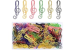 VUZVUV 100Pcs Rainbow Music Paper Clips Assorted Colors Cute Metal Musical Notes Shaped Bookmark Clips for Party Invitation Card Gift Notebook Office Accessories Document Organization