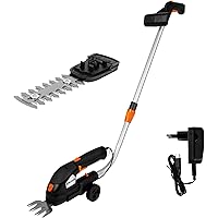 DELTAFOX Akku Gras Schere - Strauch Schere - Rasenkantenschere - Gartenpflege Set - Laufräder Fahrstock - inkl. 7,2 V 2…