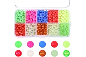 Ajcotahm 1000PCS 5mm Fishing Beads Assortment Kit - 10 Colors Glow in Dark Round Plastic Fishing Rig Beads for Saltwater Freshwater