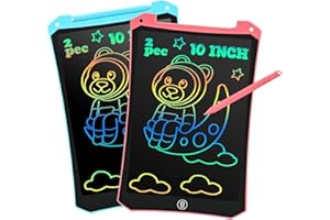 BlueSwan Tablette Dessin Enfant 10 Pouces, LCD Tablette Magique Enfant Protectrice des Yeux, Jouet de Voyage en Avion ou en Voiture, pour 2-13 Ans, Cadeau de Rentrée, D'anniversaire, Noël (Bleu+Rose)