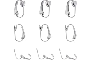 arricraft 20 Pcs Clip-on Earring Findings Hooks, 304 Stainless Steel Earrings Components Clip-on Earring Converter for Non-Pierced Ears DIY Earring Jewellery Making