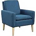Marketero Comfy Armchair for Lounge Accent Bedroom Chair with Upholstered Occasional Small Arm Chairs for Adults Living Room Reading Reception Blue