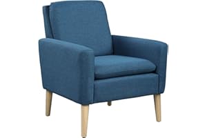 Marketero Comfy Armchair for Lounge Accent Bedroom Chair with Upholstered Occasional Small Arm Chairs for Adults Living Room Reading Reception Blue
