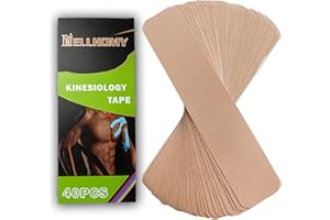 NELLHOMY Kinesiotapes<40PCS>Kinesiotapes Streifen Precut,Elastisches Athletic Band für Joints Support&Muskel Schmerzlinderung <5cm, 25cm/Trip>Baumwolle wasserdichtes Sport Band(Hautfarbe)