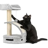 AQPET Panama Scratching Post 58 cm with Kennel for Cats, Tree Playground for Cats, Grey