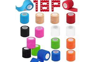 Ruayia 18 Rollen Selbstklebender Verband, 5cm*4.5m Selbsthaftende Bandage Elastischer, Fixierbinde Cohesive Haftbandage, Verband Klebeverband für Stretch Sportler, Handgelenk, Knöchel, Pet