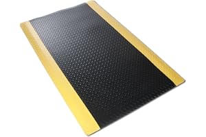 etm Tapis antifatigue résistant, amortissant et antidérapant | Industriel | Tailles et Couleurs au Choix | Heavy-Duty Diamant, Noir Jaune - 90x150 cm