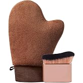 2 Pieces Self Tanning Kit with Applicator Gloves and Brush, for Legs and Back, Brown