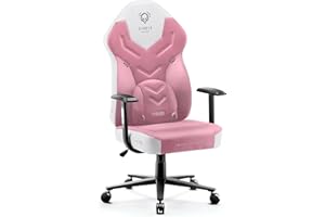 Diablo X-Gamer Fotel Gamingowy dla Gracza Ergonomiczny Biurowy Obrotowy Materiałowy (Różowo-Biały)