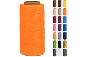 LEREATI Hilo Encerado para Pulseras 0.8mm x 260m 150D Hilos de Coser Cuero a Mano, Hilo Macrame de Poliéster para Encuadernación Costura Fabricación de Joyas Lienzo Ganchillo (Naranja Fluorescente)