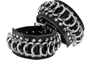 Eigso Bracciale in pelle intrecciata con cintura larga retrò Bracciale con bottone a pressione in metallo per uomo Donna regolabile