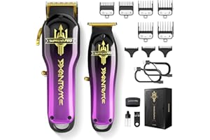 SUPRENT® PRO Tondeuse à Cheveux Hommes Professionnelle, Tondeuse Cheveux Moteur Sans Balais Kit de Coupe de Cheveux Sans Fil, Tondeuse Finition à Cheveux Cadeau Kit pour Homme