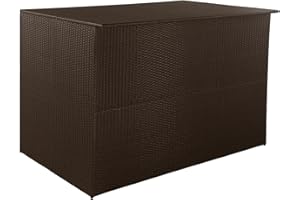 Festnight Baule da Esterno, Cassapanca Contenitore da Esterno, Baule da Giardino in Polyrattan Marrone 150x100x100 cm