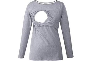 Smallshow Mujer Top Camiseta Premamá Lactancia De Manga Larga 3 Pack