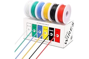 Coomoors 0,32 mm² silikonowy przewód elektryczny, 6 kolorów, 10 metrów, 22 przewody łączące, zestaw elektroniczny, ocynkowany drut miedziany, elastyczny i miękki do majsterkowania