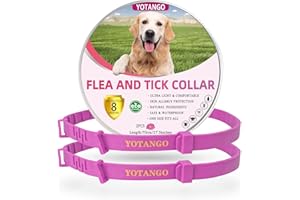 YOTANGO Collare Antiparassitario per Cani, Collare Antipulci Cane, Trattamento Collare Cane Antiparassitario Regolabile 8 Mesi di Protezione Naturale Antipulci per Cuccioli Cani di Grossa Taglia Rosa-2 Pz