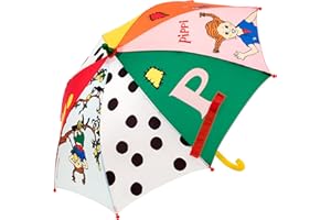 Pippi Langstrumpf Parasol dla dzieci – kolorowy parasol przeciwsłoneczny do wózka dziecięcego – parasol dziecięcy i dziecięcy dla dziewcząt i chłopców – parasol na kij i mini parasol
