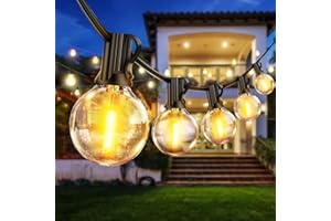 eisaro Catena luminosa per esterni, corrente LED, 19 m, catena luminosa da giardino con G40, 30 + 3 lampadine in plastica, IP44, impermeabile, per esterni e interni, terrazza, feste, balcone