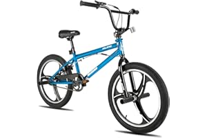 HH HILAND HILAND 20 Inch 3/5 Spoke Kids BMX Bike for Boys Girls Ages 7-13 Years, Kids BMX Bicycle with 360 Degree Rotor and 4 Pegs, Single Speed Freestyle Bicycle, Blue/Silver/Red/Rainbow