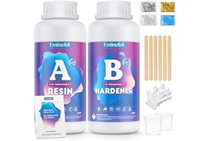 EMINEFELI Epoxidharz mit Härter 34oz, Epoxidharz Set Anfänger 1:1 Gießharz Resin Profi Qualität glasklar & Blasenfrei für Kunsthandwerk Schmuck Holz Tisch Formenbau Kunstprojekt Malerei Handwerk & Deko