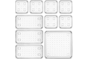 Famhap Organiseur de Tiroir de Bureau avec 10 Pièces, Séparateurs de Tiroir en Plastique avec 3 Tailles de Bacs de Rangement Différentes pour le Maquillage, Bureau, Salle de Bain, Cuisine