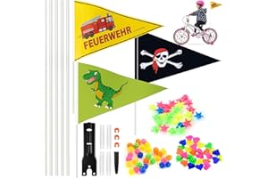 ZHSIHAI Fahrradwimpel Kinder 200 cm 3 Stück Fahrradfahne für Kinder Einstellbar Fahrradfahne Sicherheitswimpel Fahrradwimpel Fahrrad Wimpel Kinderfahrradfahne mit Befestigungswinkel