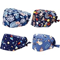 thumbnail image 2 of Bourund 8-Pack Unisex Scrub Caps - Adjustable Cotton Working Hats With Buttons For Nurses 2 of 14
