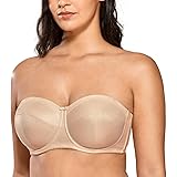 Delimira Women's Underwire No Padding Ultra Support Convertible Strapless Bra