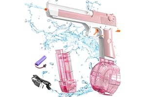 MQVXT Pistolet à Eau électrique Lumineux,Pistolet à Eau électrique pour Adultes et Enfants,487 ML,Pistolet à Eau électrique 2 en 1,Jouets d'été pour Adultes, garçons, Filles à partir(Rose)