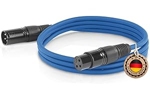 ETEC Kabel XLR, kabel mikrofonowy, wtyczka na gniazdo, kabel łączący, niebieski, 3,00 m