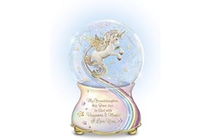 The Bradford Exchange 'My Granddaughter, You Are Magical' Musical Glitter Globe – Granddaughter Unicorn Glitter Globe With 22-carat gold message on the Heirloom Porcelain® base.
