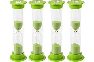 TeacherFav Sand Timer for Kids - 10 Minute Set of 4 Hour Glass - Green Color- Acrylic Covered for Classroom, Home & Kids Room