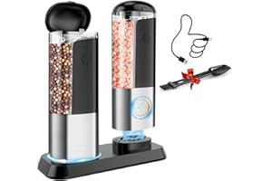 SJPZWCRL Macina Sale e Pepe Elettrico Regolabile: Macina Spezie Professionale Ricaricabile Sale e Pepe Set Automatico Macinapepe Ricaricabile Macina Pepe Grande Capacità
