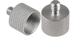 SAVITA 2 Piezas Micrófono Soporte Adaptador 5/8 a 1/4 Adaptador de Rosca de Tornillo Adaptador de Tornillo de Trípode para Soporte de Micrófono de Monitor de Cámara (Plateado)