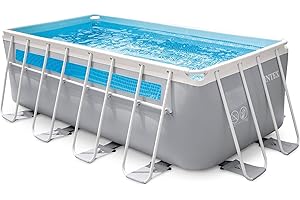 Intex Piscina Desmontable Rectangular Prism Frame, 400x200x122 cm, Material Triple Capa, Capacidad 8.418 L, Ventana panorámica, Tapiz, Cobertor, Depuradora de Cartucho, Escalera (56029)