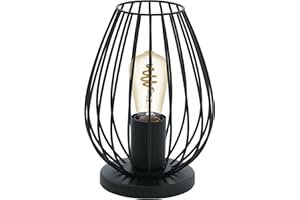 ‎EGLO EGLO Tischlampe Newtown, 1 flammige Vintage Tischleuchte, Nachttischlampe aus Stahl, Farbe: Schwarz, Fassung: E27, inkl. Schalter