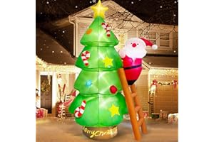 Danxilu 2.1M/7FT Aufblasbarer Weihnachtsbaum mit Weihnachtsmann Weihnachtsdeko, Aufblasbare Weihnachtsdeko Assen Integrierte LED für Weihnachtsfeiertage, Draußen, Garten, Rasen, Terrasse