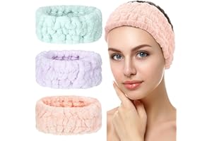 CHUANGDI 3 Pièces Bandeaux de Lavage de Visage Serre-Tête de Maquillage Bandeau de Soin de Peau Bandeau Facial de Spa en Polaire pour Femme Fille Sport Yoga (Orange Clair, Violet Clair, Vert Clair)