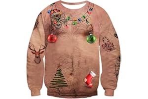 BOVOSHA Weihnachtspullover Damen Für Herren Xmas Lustiger Hässlicher Pullover 3D Weihnachts Sweatshirt Paar
