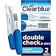 Clearblue Pregnancy Test Double-Check & Date Combo Pack, Result As Fast As One Minute (Visual Stick) & Tells You How Many Weeks (Digital Stick), 2 Tests (1 Digital, 1 Visual), Packaging May Vary