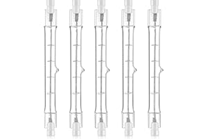EIAIGKY 5 Piezas 400W R7S Bombilla Halógena Led 118mm, Bombillas Halogenas Regulables, Luz Cálida 2500K, 3100 Lúmenes para Hogar, Oficina, Seguridad, Iluminación de Exteriores Compatible con Soportes T3 R7S