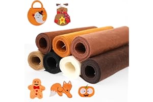 LUSOFIE 7 Pièces Feutrine Loisir Creatif 21 x 90 cm Carrés Feutre Artisanal 1 mm d'Epaisseur avec Fil à Broder Tissu Artisanal de Feutrine Rouleau pour Fabrication de Bricolage Couture Patchwork Artisanat