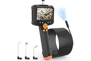 Endoscopio Cámara de Inspección, Misilmp Boroscopio de Pantalla IPS de 4.3" Cámara Endoscópica Impermeable IP67, Mano con 8 Luces LED, Cámara de Inspección con 16.5ft Cable Semirrígido.