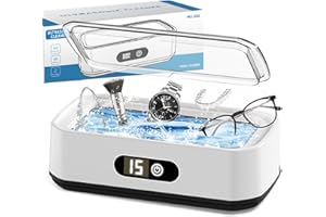 MidingChai 650ML Ultraschallreinigungsgerät Brille, 49000HZ Brillenreinigungsgerät für Brillen, Uhren, Schmuck, Münzen,Zahnspangen und Rasierköpfen, Ultraschallreiniger mit 5 Timer-Modi