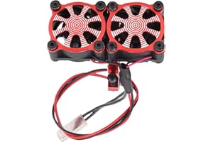 LUQEEG Dissipatore di Calore in Alluminio con Twin Turbo, Ventole di Raffreddamento del Motore Elettrico RC, Sostituzione Radiatore Motore per Motore Auto RC 1/10 36mm(Rosso)