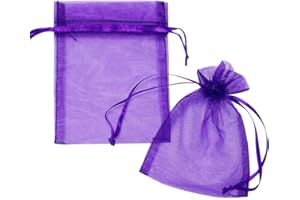 LITTLE SNOW DIRECT 10pcs 9x12cm Organza Gift Favour Bags Wedding Jewellery Drawstring Pouches - Purple