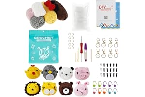Keyohome 8 Pcs Beginners Crochet Kit, Crochet Kits for Beginners,Animals Crochet Kit,Crochet Set Include Various Accessories with Instructions and Video Tutorials for Starters Adult Kids (8)