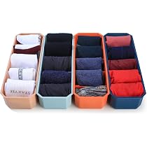 Set Da 4 Contenitori Organizzatori Per Cassetti: Scatole Porta Calzini, Biancheria Intima, Reggiseni E Accessori. Bianco, Impilabili, In Plastica Resistente, Perfetti Per Armadio E Comò
