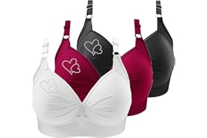 ZWDC 3er Pack BH Damen Ohne Buegel Vollschalen Bequem Guter Halt Große Brüste Wirefree Bra Super Push Up BH Gegen Hängebrust Brüste Klassische BHS Minimizer Bra