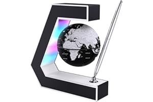 SENDERS Schwebender Globus mit LED Leuchten Schwebender Globus mit Magnetschwebebahn und Stift, tragbar zum Schreiben auf dem Schreibtisch, Weltkarte für die Schreibtischdekoration